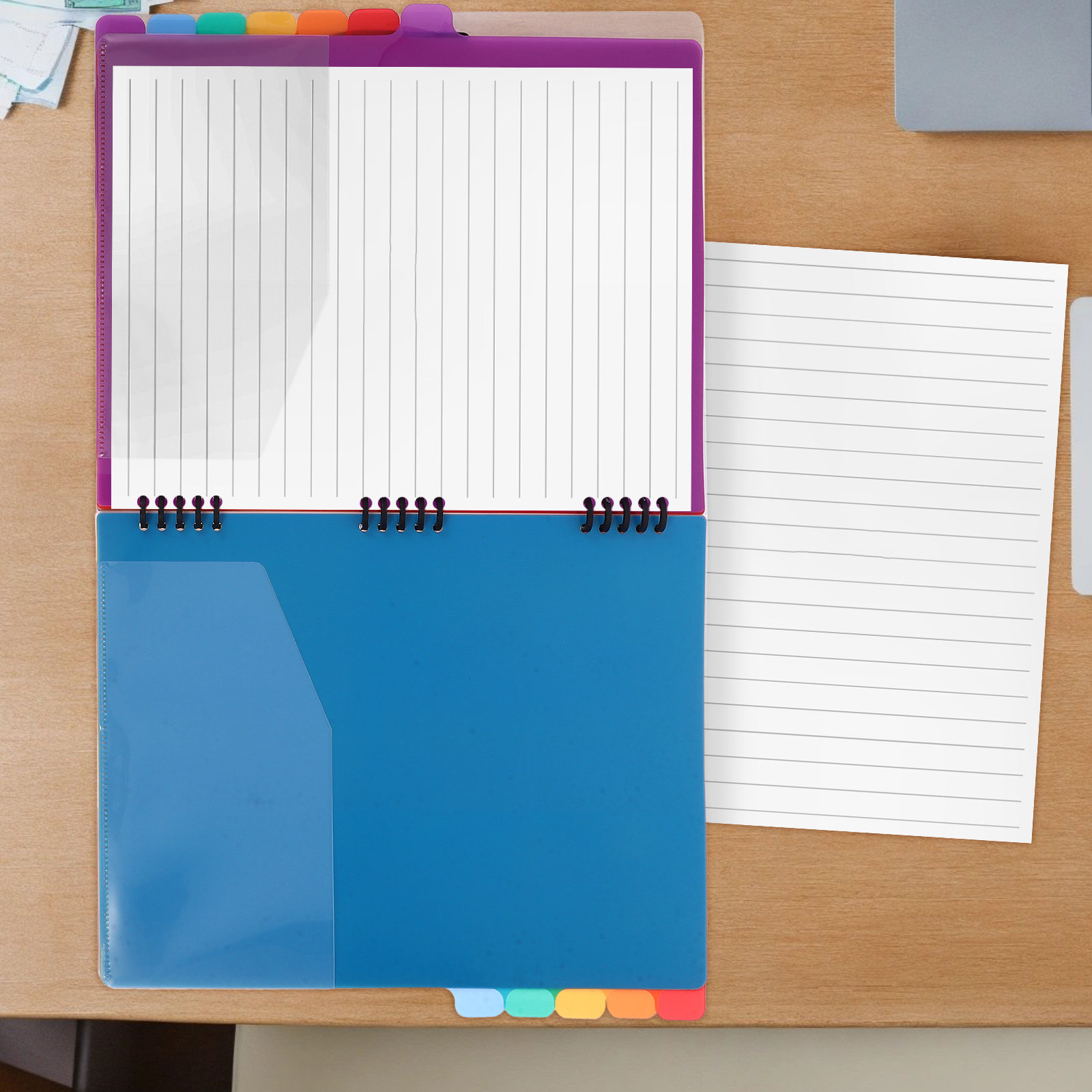 Tab Divider A4 - แฟ้มจัดเอกสาร A4 พร้อมตัวแบ่งแบบห่วงและแท็บ วัสดุ PP สีสันสดใส