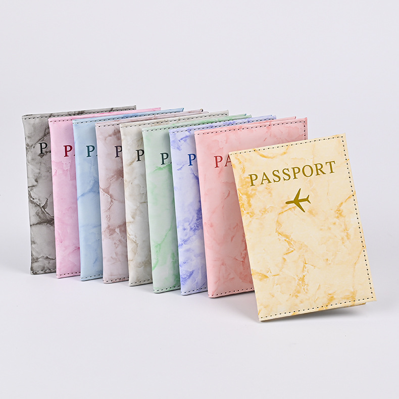 Index Card Holder - Macaron สีรูปแบบหินอ่อนหนังสือเดินทางครอบคลุม Ultra-thin ผู้ถือเอกสารผู้ถือหนังสือเดินทางท่องเที่ยว ID Card